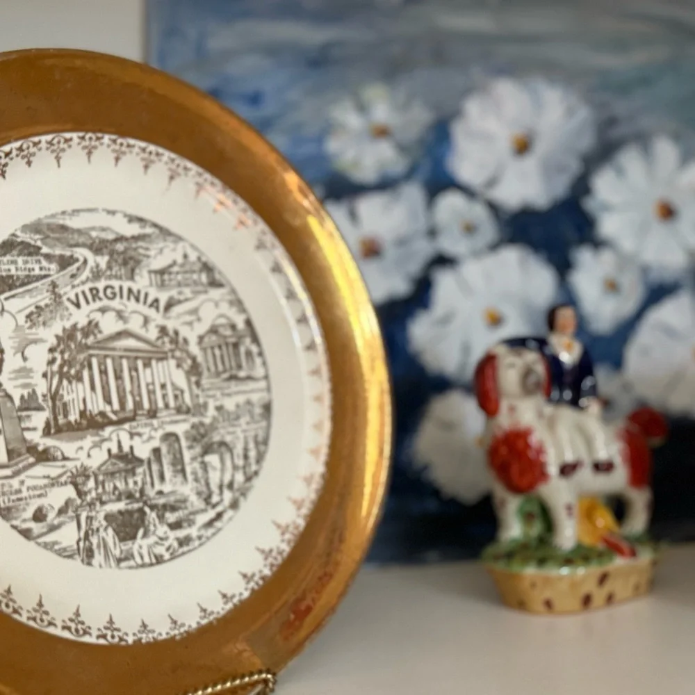 22K Gold and Brown Decorative Virginia Plate